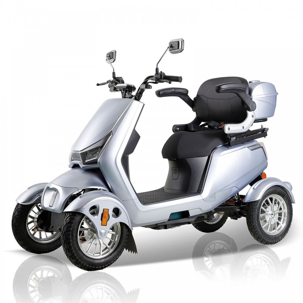 SN-4L Mobility Scooters for Seniors and Adults, Powered Mobility Scooters with Multiple Storage Space, Recreational Electric Mobility Scooter, Powerful 800W Motor, Full LED Lighting, Silver