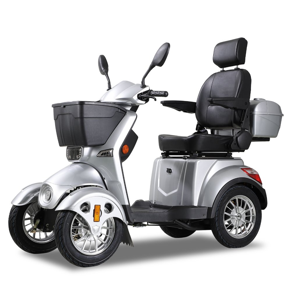 ZVGREEEN CZM Heavy-Duty Four-Wheel Mobility Scooter – Electric Scooter for Reliable Experience - SIlver