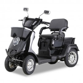 JX1D Heavy Duty Mobility Scooter: 500lbs Capacity, 15 MPH, Electric Power. Adaptable Seating for One or Two. Explore with Confidence on This High-Performance Electric Scooter - Black