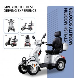 XL-4L Heavy-Duty Four-Wheel Mobility Scooter with Captain Seat, 500lbs Weight Capacity, 15mph Max Speed – Electric Scooter for Enhanced Comfort and Reliable Experience-Silver