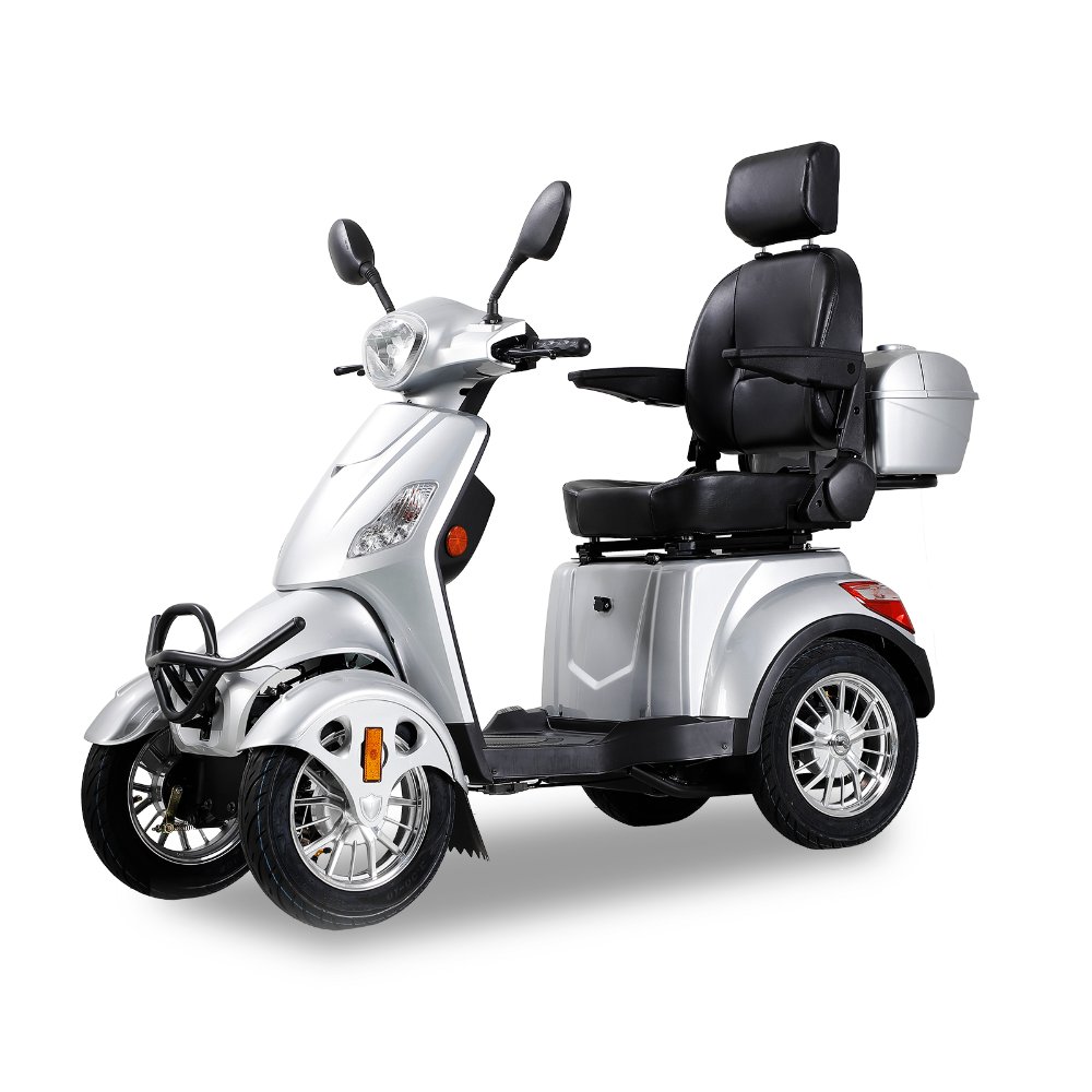 XL-4L Heavy-Duty Four-Wheel Mobility Scooter with Captain Seat, 500lbs Weight Capacity, 15mph Max Speed – Electric Scooter for Enhanced Comfort and Reliable Experience-Silver