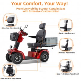 BSH-C Four Wheel Mobility Scooter For Seniors And Adult (RED) BSH-C Four Wheel Mobility Scooter For Seniors And Adult (RED)