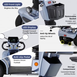 BSH-C Four Wheel Mobility Scooter For Seniors And Adult (Grey)