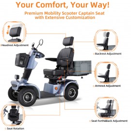 BSH-C Four Wheel Mobility Scooter For Seniors And Adult (Grey)