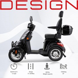 XL-4L Heavy-Duty Four-Wheel Mobility Scooter with Captain Seat, 500lbs Weight Capacity, 15mph Max Speed – Electric Scooter for Enhanced Comfort and Reliable Experience-Black
