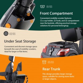 XL-4L Heavy-Duty Four-Wheel Mobility Scooter with Captain Seat, 500lbs Weight Capacity, 15mph Max Speed – Electric Scooter for Enhanced Comfort and Reliable Experience-Black