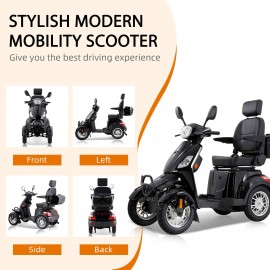XL-4L Heavy-Duty Four-Wheel Mobility Scooter with Captain Seat, 500lbs Weight Capacity, 15mph Max Speed – Electric Scooter for Enhanced Comfort and Reliable Experience-Black
