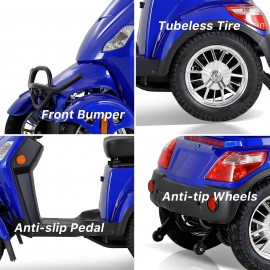 XL-4L Heavy-Duty Four-Wheel Mobility Scooter with Captain Seat, 500lbs Weight Capacity, 15mph Max Speed – Electric Scooter for Enhanced Comfort and Reliable Experience-Blue