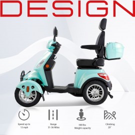 XL-4L Heavy-Duty Four-Wheel Mobility Scooter with Captain Seat, 500lbs Weight Capacity, 15mph Max Speed – Electric Scooter for Enhanced Comfort and Reliable Experience-Green