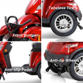 XL-4L Heavy-Duty Four-Wheel Mobility Scooter with Captain Seat, 500lbs Weight Capacity, 15mph MaxSpeed – Electric Scooter for Enhanced Comfort and Reliable Experience-Red