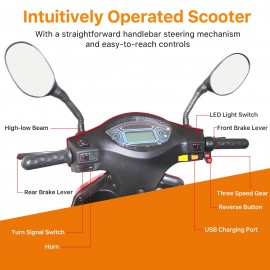 XL-4L Heavy-Duty Four-Wheel Mobility Scooter with Captain Seat, 500lbs Weight Capacity, 15mph MaxSpeed – Electric Scooter for Enhanced Comfort and Reliable Experience-Red